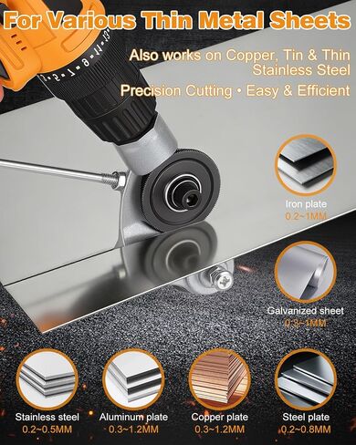 Metal Cutter for Drill, Electric Sheet Metal Cutter Attachment with Stabilizer Handle, Heavy Duty 40Cr Steel Metal Nibbler Drill Attachment & Shears for Cutting Flat Sheet Metal, Iron, Aluminum in Kuwait