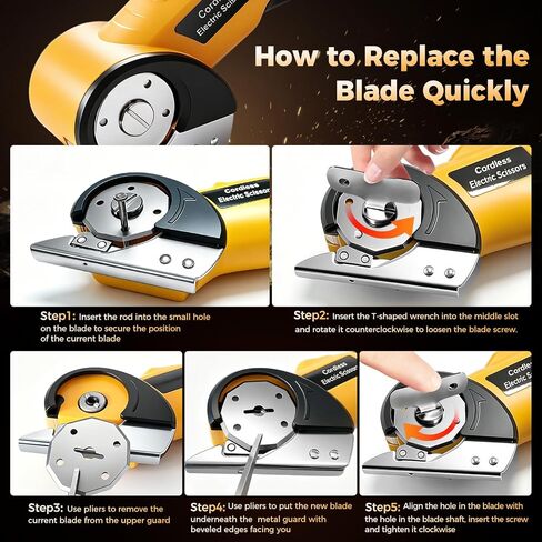 Cordless Cardboard Cutter, 3000mAh Electric Scissors with 2 Blades, Rechargeable Box Cutter with LED Light & Safety Lock, 300 RPM, 4V Power Rotary Scissors for Fabric, Carpet, Leather and Plastic in Kuwait