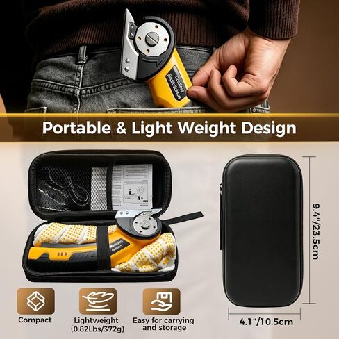 Cordless Cardboard Cutter, 3000mAh Electric Scissors with 2 Blades, Rechargeable Box Cutter with LED Light & Safety Lock, 300 RPM, 4V Power Rotary Scissors for Fabric, Carpet, Leather and Plastic in Kuwait