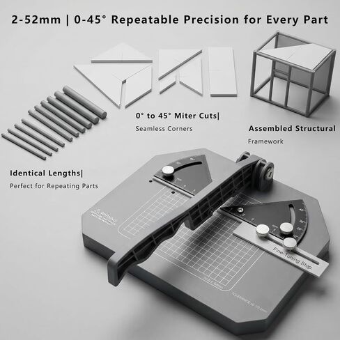 Adjustable Miter Box, 0°-45° Angle Cutter, for Gundam & Models | 0°-45° adjustable miter box , 2-52mm cutting length with metric scale, Cuts styrene resin & wood, Ideal for dioramas & models in Kuwait