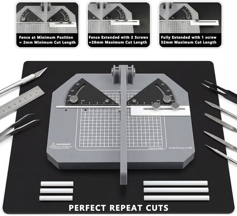 Adjustable Miter Box, 0°-45° Angle Cutter, for Gundam & Models | 0°-45° adjustable miter box , 2-52mm cutting length with metric scale, Cuts styrene resin & wood, Ideal for dioramas & models in Kuwait