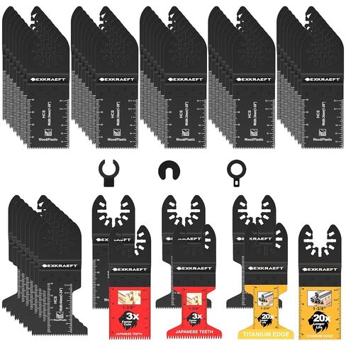 55 PCS Multitool Blades, Professional Universal Titanium Oscillating Tool Blade for Metal Wood Plastic, Japanese Teeth Fast Cutting Oscillating Saw Blades Fit Dewalt Milwaukee Ryobi Rockwell Fein in Saudi Arabia