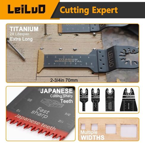 LEILUO 158 Pcs Multitool Blade Kits Cutting and Sandpaper Oscillating Tool Accessories Universal Oscillating Saw Blades with Storage Bag Compatible with DeWalt Makita Dremel and More in Kuwait