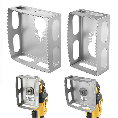 2 Pcs Square Slot Cutter for Oscillating Multi-Tool, Compatible with Dewalt 20V & Milwaukee 18V, Drywall Outlet Box Cutter for Single Gang Electrical Boxes, Fast Precise Sheetrock Cut-in Tool,Sliver in Kuwait