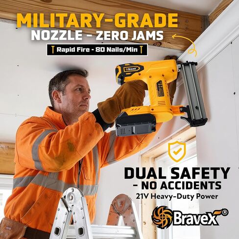 Nail Gun Cordless 18 Gauge Brad Nailer/Narrow Crown Stapler for Dewalt 20V Battery 2 in 1 Electric Staple Gun with 1000 Nails & Staples Battery Powered for Woodworking and DIY (NO Battery) in Kuwait