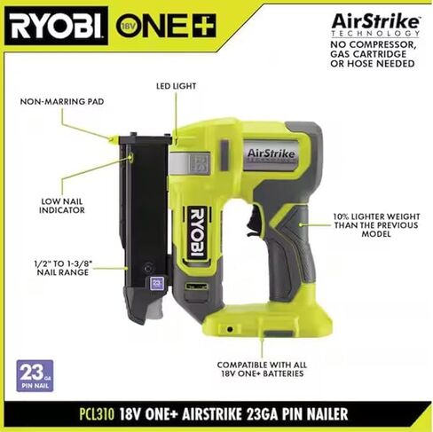 RYOBI ONE+ 18V Cordless Airstrike 23-Gauge Pin Nailer (Tool Only) (Renewed) in Kuwait
