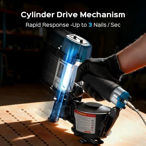 YARDCARE CRN45 Roofing Nailer, 15 Degree Pneumatic Coil Roofing Nail Gun for 7/8″ to 1-3/4″ Nails, 120 Coil Capacity, 70-120 PSI Pistolas Para Roofing for Asphalt Roofing Shingles Wooden Cases in Kuwait