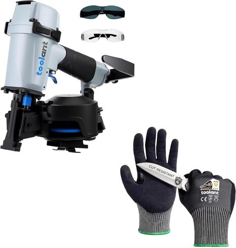toolant Roofing Nailer, Pneumatic Roofing Nail Gun for 3/4" to 1-3/4" Nails & ComfyCut ANSI A4 Cut Resistant Gloves, Light Comfort in Kuwait