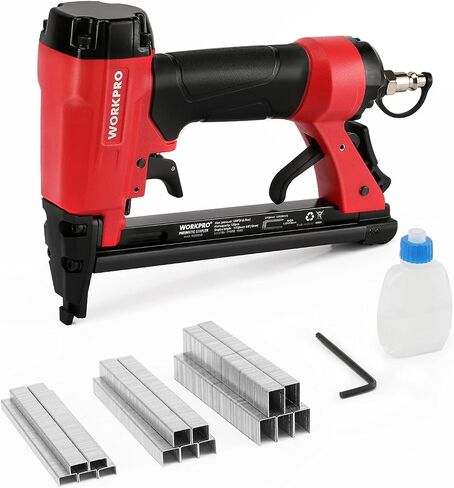 WORKPRO Pneumatic 20 Gauge Staple Gun, T50 Upholstery Stapler with 1260pcs Staples 1/4"to 5/8", Rear Exhaust, for Carpentry, Woodworking and DIY Projects in Kuwait