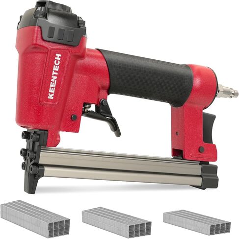 KEENTECH Pneumatic Staple Gun 21GA with 3000pcs 1/2" Crown Staple1/4-5/8" | Upholstery/Fabric/Leather, 200,000+ Cycle Lifespan, Low Jamming, Dual Trigger Safety, Efficient Stapling:180-240 Staples/Min in Kuwait
