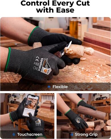 toolant Roofing Nailer, Pneumatic Roofing Nail Gun for 3/4" to 1-3/4" Nails & ComfyCut ANSI A4 Cut Resistant Gloves, Light Comfort in Kuwait