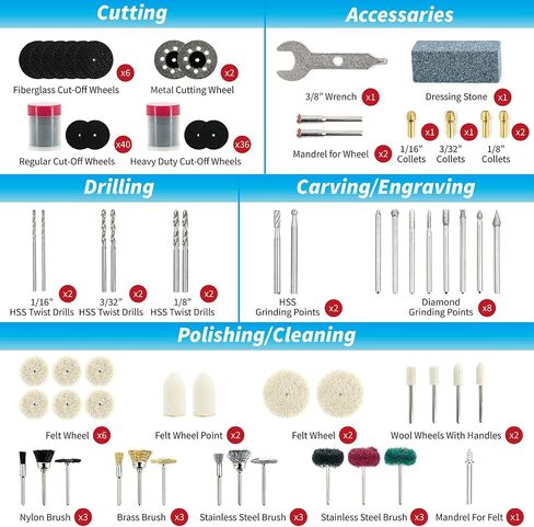 652-Piece Rotary Tool Accessory Kit, Dremel Compatible | Rotary Tool Bits for Cutting, Grinding, Sanding, Polishing, Cleaning, Drilling, Carving and Engraving in Kuwait