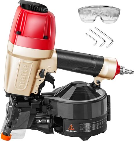 meite CN65S Coil Siding Nailer Pneumatic 15 Degree Nail Gun 1-1/2"to 2-1/2" | Heavy-duty Wire-weld or Plastic Collated Coil Nailer, Depth Adjust, 360° Exhaust, Wood Pallets Decking Sheathing Subflooring in Kuwait