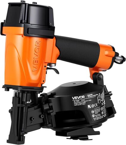 VEVOR Professional Roofing Nailer CN45N, 3/4" to 1-3/4" 15 Degree Air Roofing Nail Gun, 4–5 Nails/S Ultra-Fast Nailing, 70-110 PSI Pneumatic Coil Nailer for Asphalt Shingles, Roof Sheathing in Kuwait