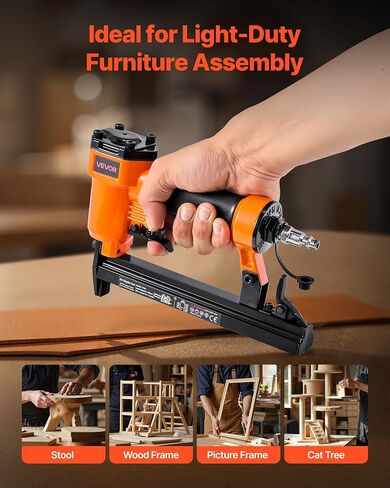 VEVOR Pneumatic Staple Gun, 22 Gauge Pneumatic Upholstery Stapler for 71 Series Fine Wire Staples 3/8-inch Crown 5/32"-5/8" Length, 70-110 PSI Air Staple Gun for Woodworking, Upholstering, DIY Project in Kuwait