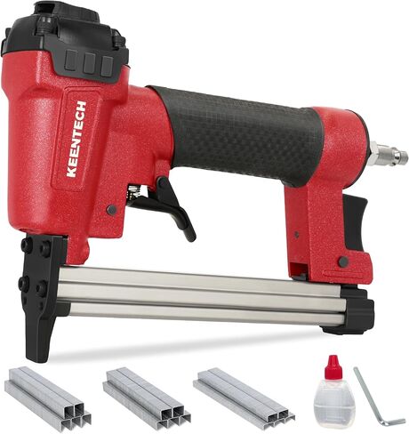KEENTECH Pneumatic Staple Gun 20 Gauge, T50 Upholstery Staple Gun with 3780pcs 3/8" Crown Staples 1/4"-5/8", Ready-to-Use Air Staple Gun Set with Safety Trigger for Wood, Upholstery, Fabric, Leather in Kuwait