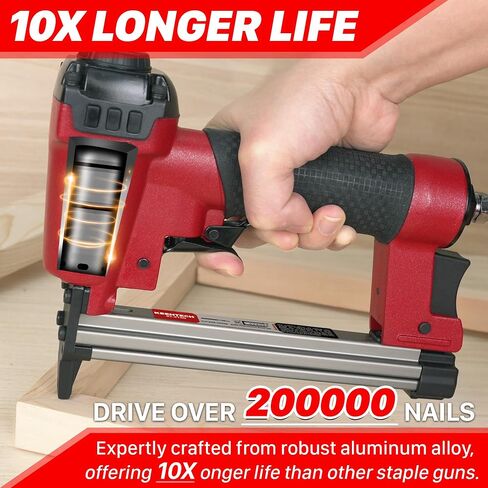 KEENTECH Pneumatic Staple Gun 20 Gauge, T50 Upholstery Staple Gun with 3780pcs 3/8" Crown Staples 1/4"-5/8", Ready-to-Use Air Staple Gun Set with Safety Trigger for Wood, Upholstery, Fabric, Leather in Kuwait