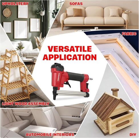 KEENTECH Pneumatic Staple Gun 20 Gauge, T50 Upholstery Staple Gun with 3780pcs 3/8" Crown Staples 1/4"-5/8", Ready-to-Use Air Staple Gun Set with Safety Trigger for Wood, Upholstery, Fabric, Leather in Kuwait
