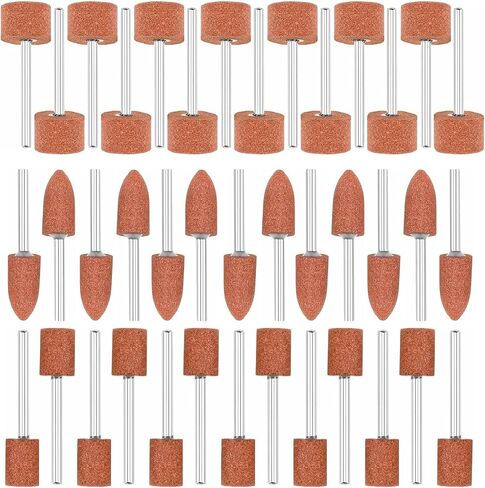 40Pcs Aluminum Oxide Grinding Stone Sanding Drill Bits, 1/8" Shank for Metal Rust Removal, Polishing, Smoothing, Sharpening, 2 Shapes & 3 Sizes, Rotary Tool Accessories (40) in Kuwait
