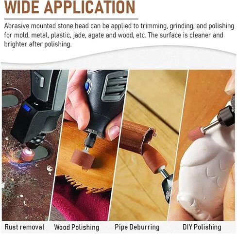 40Pcs Aluminum Oxide Grinding Stone Sanding Drill Bits, 1/8" Shank for Metal Rust Removal, Polishing, Smoothing, Sharpening, 2 Shapes & 3 Sizes, Rotary Tool Accessories (40) in Kuwait