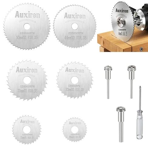 10Pcs HSS Cutting Discs Set for Dremel Rotary Tools - 6 Saw Blades with 3 Mandrels (2X 1/8" & 1x 1/4") & Screwdriver, Mini Circular Saw Wheels for Cutting Wood, Plastic, PVC, Copper & Aluminum in Kuwait