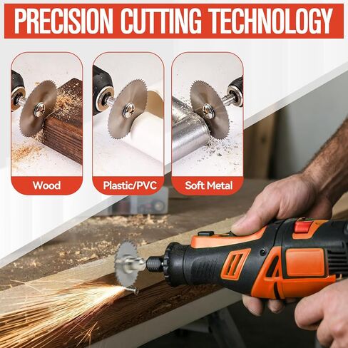 10Pcs HSS Cutting Discs Set for Dremel Rotary Tools - 6 Saw Blades with 3 Mandrels (2X 1/8" & 1x 1/4") & Screwdriver, Mini Circular Saw Wheels for Cutting Wood, Plastic, PVC, Copper & Aluminum in Kuwait