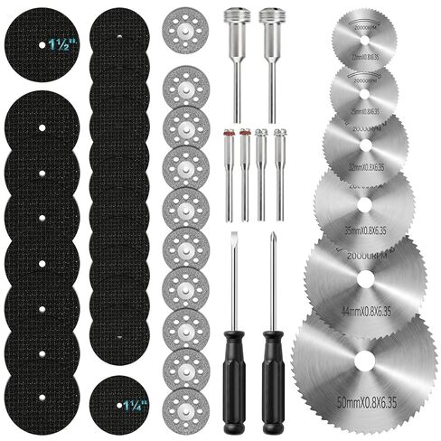 Cutting Wheel Set, 44Pcs Pro Cutting Wheels Kit for Dremel Cut Off Wheels, Resin Cutting Discs, 545 Diamond Cutting Wheels, HSS Circular Saw Blades, Rotary Tool Kit for Metal/Wood/Plastic/Glass/Stone in Kuwait