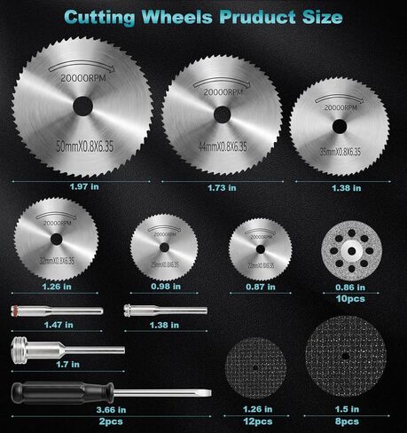 Cutting Wheel Set, 44Pcs Pro Cutting Wheels Kit for Dremel Cut Off Wheels, Resin Cutting Discs, 545 Diamond Cutting Wheels, HSS Circular Saw Blades, Rotary Tool Kit for Metal/Wood/Plastic/Glass/Stone in Kuwait
