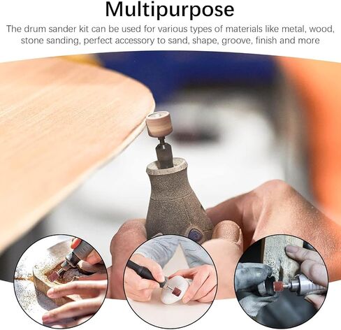 Sanding Drum Set for Most Rotary Tool with Storage Box,162Pcs | 120 Grit Drum Sander for Drill, 150 Drum Sander Sleeves and 12 Drum Mandrels Sanding Bits Rotary Tool Grinding Accessories in Kuwait