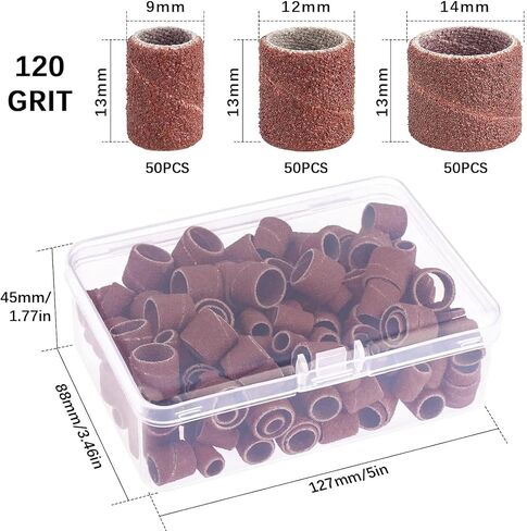 Sanding Drum Set for Most Rotary Tool with Storage Box,162Pcs | 120 Grit Drum Sander for Drill, 150 Drum Sander Sleeves and 12 Drum Mandrels Sanding Bits Rotary Tool Grinding Accessories in Kuwait