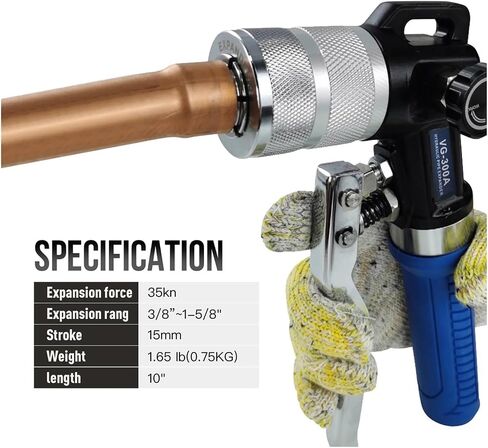 Copper Tube Expander Hydraulic Tube Swaging & Expanding Tool Kit Range 1/2" to 11/8" (7 Head Kit) VG-300A in Kuwait