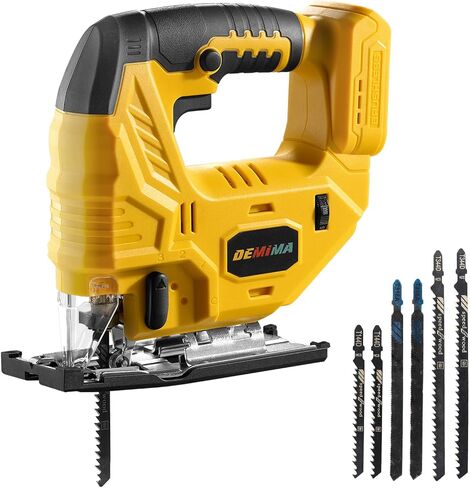 DEMIMA Cordless Jig Saw for Milwaukee Battery, 7 Speed Variable ​​Up to 3200RPM, LED Light, 45° Bevel Cuts, 3 Orbital Motions, with Jig Saw Blade for Straight/Curve/Circle Cutting(Battery Not Include) in Kuwait