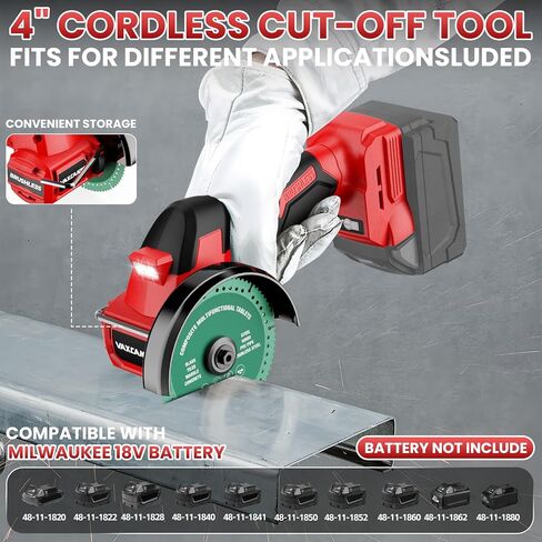 Cordless Cut Off Tool Compatible with Milwaukee Battery, 18,000 RPM Brushless Motor, 4" Blades (2pcs) with Dust Cover, 1.2mm Max Blade Thickness for Wood/Metal/Plastic【BATTERIES NOT INCLUDED】 in Kuwait