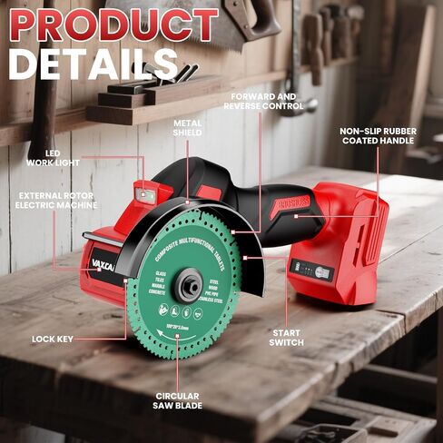 Cordless Cut Off Tool Compatible with Milwaukee Battery, 18,000 RPM Brushless Motor, 4" Blades (2pcs) with Dust Cover, 1.2mm Max Blade Thickness for Wood/Metal/Plastic【BATTERIES NOT INCLUDED】 in Kuwait