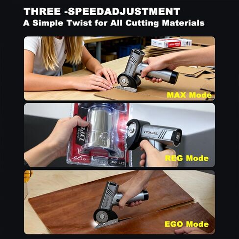 Electric Cardboard Cutter Scissors with LED Light, 2600mAh Rechargeable Battery, Brushless Motor, Tungsten Steel Blade, Cuts Cloth, Leather, Carpet, Silver Gray in Kuwait
