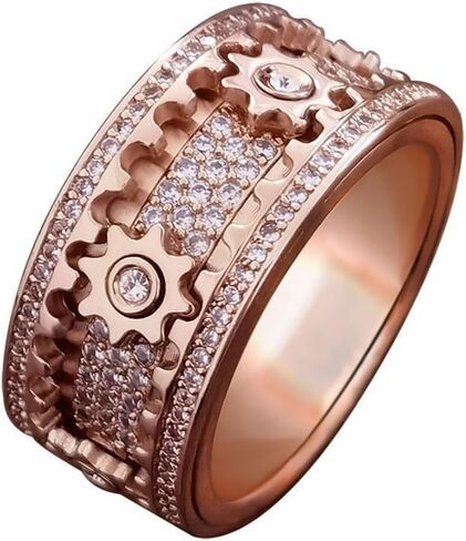 Men's Rotating Gear Ring, 14K Gold Mechanical Ring with Moissanite, Movable Kinetic Jewelry, Unique Men's Gift in Saudi Arabia
