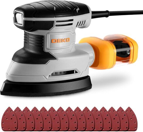 Detail Sander: DEKOPRO 1.5A Mouse Sander Electric Sander Tool Corded Palm Sanders with Dust Collection & 15pc Sandpapers for Sanding,Polishing,RemovingPaint in Saudi Arabia