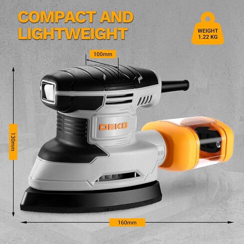 Detail Sander: DEKOPRO 1.5A Mouse Sander Electric Sander Tool Corded Palm Sanders with Dust Collection & 15pc Sandpapers for Sanding,Polishing,RemovingPaint in Saudi Arabia