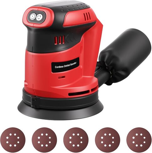 Brushless Cordless Random Orbital Sander for Milwaukee M18(NO Battery),5″Palm Sanding Machine Tool with 3-Speed,Dust Collector&10PCS Sandpapers for Woodworking,Auto Repair,Drywall, Polishing in Kuwait