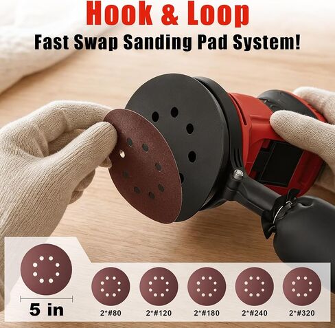 Brushless Cordless Random Orbital Sander for Milwaukee M18(NO Battery),5″Palm Sanding Machine Tool with 3-Speed,Dust Collector&10PCS Sandpapers for Woodworking,Auto Repair,Drywall, Polishing in Kuwait