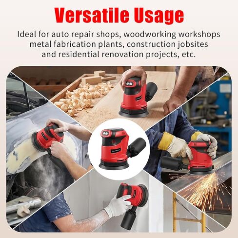 Brushless Cordless Random Orbital Sander for Milwaukee M18(NO Battery),5″Palm Sanding Machine Tool with 3-Speed,Dust Collector&10PCS Sandpapers for Woodworking,Auto Repair,Drywall, Polishing in Kuwait
