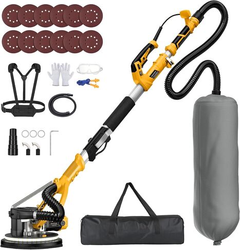 MAKELIFT Drywall Sander with Vacuum Dust Collector, 880W 7.33A Popcorn Ceiling Removal Tool, LED Light, 5 Variable Speed 1000-2100RPM, Foldable & Extendable Handle, 12 Sanding Discs in Saudi Arabia