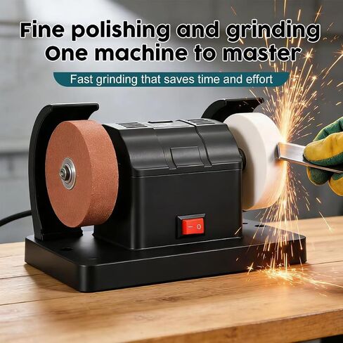 Dual-wheel Electric Benchtop Sander & Belt Sander Combined Multi-functional Polishing Machine with Adjustable Speed for Metal & Wood Polishing in Kuwait