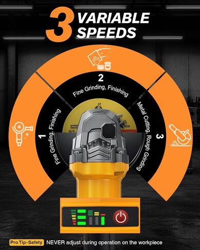 4-1/2" Cordless Angle Grinder Tool For Dewalt 20V (NO Battery) | Brushless Motor Efficiency, 3-Speed Adjustable Control, Quick Tool-Free Operation in Kuwait