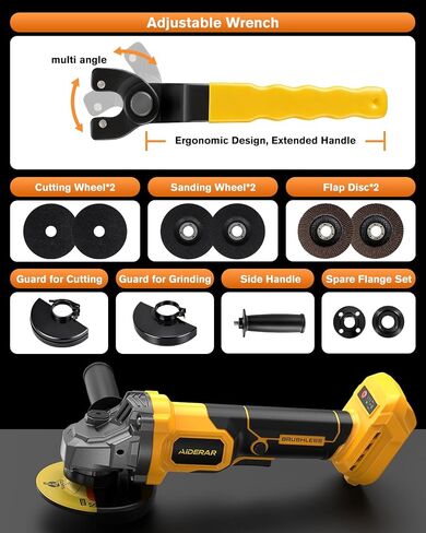 4-1/2" Cordless Angle Grinder Tool For Dewalt 20V (NO Battery) | Brushless Motor Efficiency, 3-Speed Adjustable Control, Quick Tool-Free Operation in Kuwait
