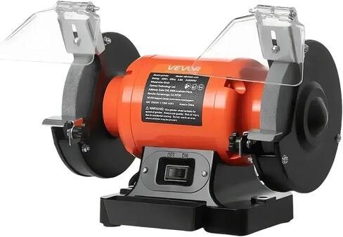 VEVOR Bench Grinder, 6-inch Single Speed Bench Grinder, 3450RPM High-Speed Table Grinders with 250W 2.1A 1/3Hp Induction Motor, 36/60-Grit Grinding Wheels & LED Work Light for Fast Sharpening Grinding in Kuwait