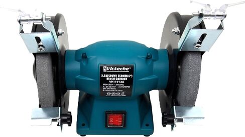 6" Bench Grinder 300W, 3540 RPM Electric Grinding & Polishing Machine, 2.5A with 2 Grinding Stones, Tool Rests & Eye Shields for Sharpening, Deburring, Rust Removal (Model VP11912A) in Kuwait