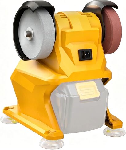 Mini Bench Grinder, Cordless Grinder Compatible with Dewalt 20V Battery (No Battery), Dual 3'' Grinding Wheels with Safety Guard & Non-slip Base for Sharpening Knives, Drills and Steel Rust Removal in Kuwait