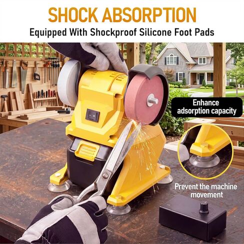 Mini Bench Grinder, Cordless Grinder Compatible with Dewalt 20V Battery (No Battery), Dual 3'' Grinding Wheels with Safety Guard & Non-slip Base for Sharpening Knives, Drills and Steel Rust Removal in Kuwait