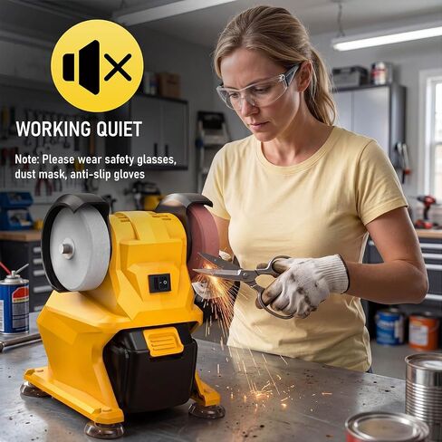 Mini Bench Grinder, Cordless Grinder Compatible with Dewalt 20V Battery (No Battery), Dual 3'' Grinding Wheels with Safety Guard & Non-slip Base for Sharpening Knives, Drills and Steel Rust Removal in Kuwait